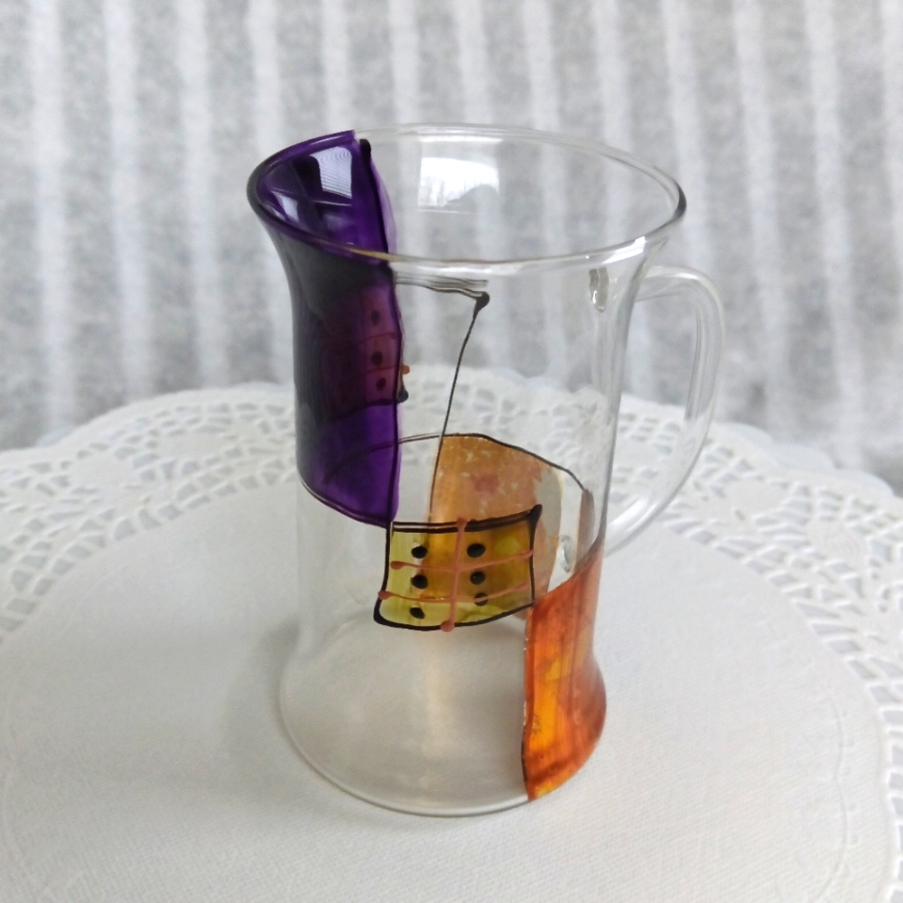 Vintage 4x Irish Coffee Glass Tumblers Hand-Painted Purple & Metallic Gold - Picture 7 of 17